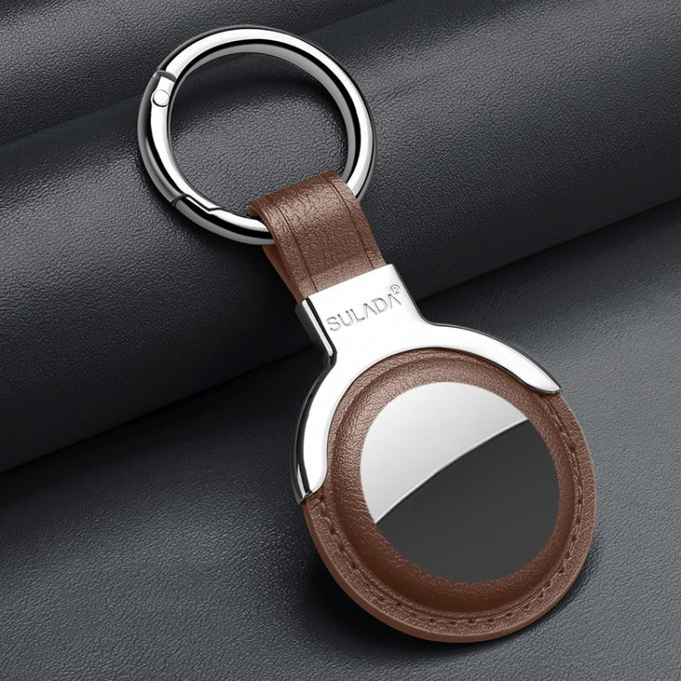 SULADA Leather Protective Cover Case with Switchable Keychain Ring For AirTag 2nd Gen / AirTag 1st Gen(Coffee) - HoMEdemic™ 