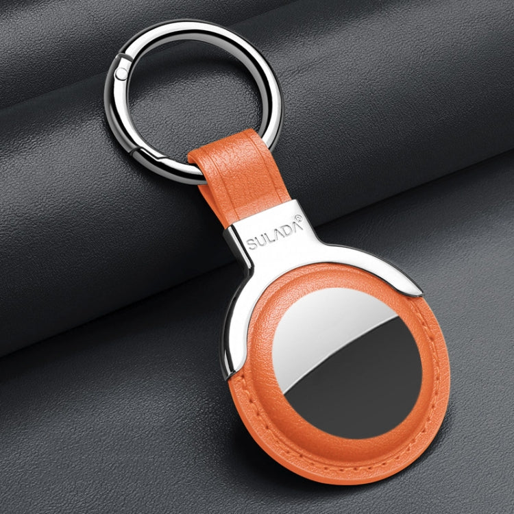 SULADA Leather Protective Cover Case with Switchable Keychain Ring For AirTag 2nd Gen / AirTag 1st Gen(Orange) - HoMEdemic™ 