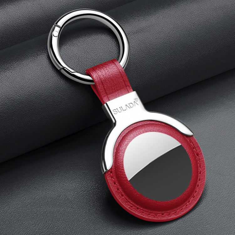SULADA Leather Protective Cover Case with Switchable Keychain Ring For AirTag 2nd Gen / AirTag 1st Gen(Red) - HoMEdemic™ 
