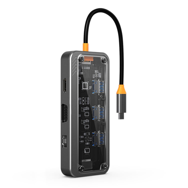 SW10V 10 in 1 Type-C to USB + HDMI + VGA + RJ45 + SD/TF + Audio 3.5 HUB Docking Station(Grey) - HoMEdemic™ 