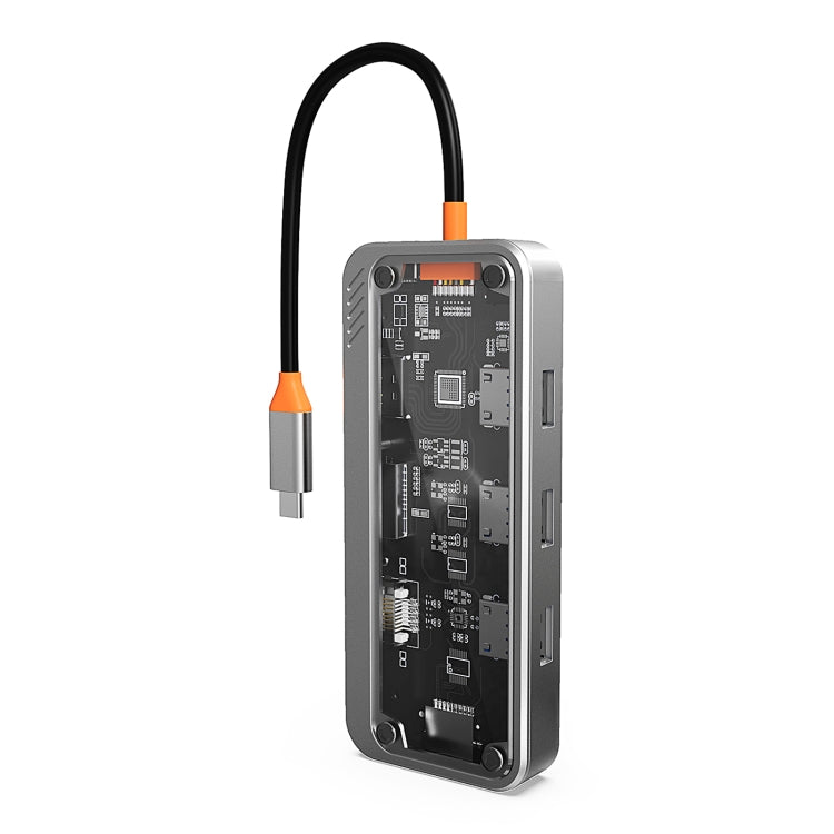 SW10V 10 in 1 Type-C to USB + HDMI + VGA + RJ45 + SD/TF + Audio 3.5 HUB Docking Station(Grey) - HoMEdemic™ 