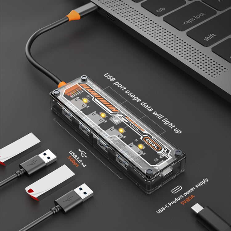 SW4U-A 5 in 1 USB to Type-C + 4 x USB3.0 HUB Docking Station(Grey) - HoMEdemic™ 