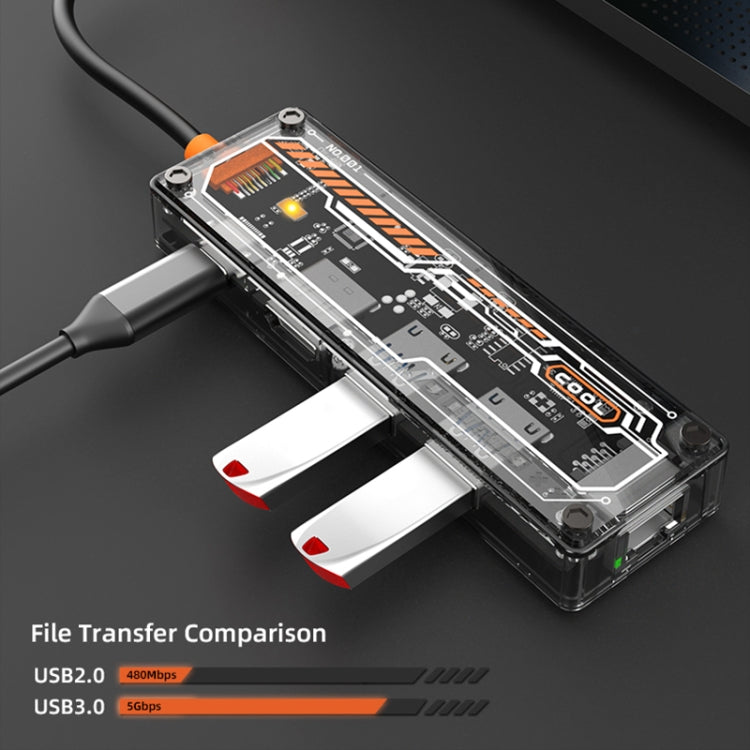 SW5R 5 in 1 Type-C to PD + USB3.0 + USB2.0 + HDMI + RJ45 HUB Docking Station(Grey) - HoMEdemic™ 