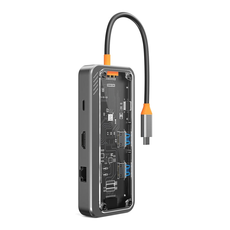 SW8V 8 in 1 Type-C to USB + HDMI + RJ45 + SD/TF HUB Docking Station(Grey) - HoMEdemic™ 
