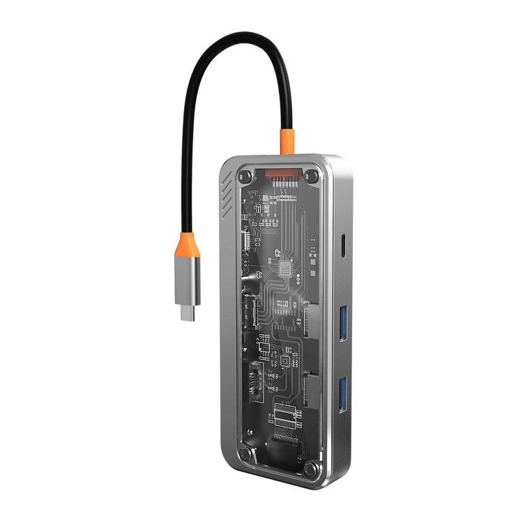 SW8V 8 in 1 Type-C to USB + HDMI + RJ45 + SD/TF HUB Docking Station(Grey) - HoMEdemic™ 