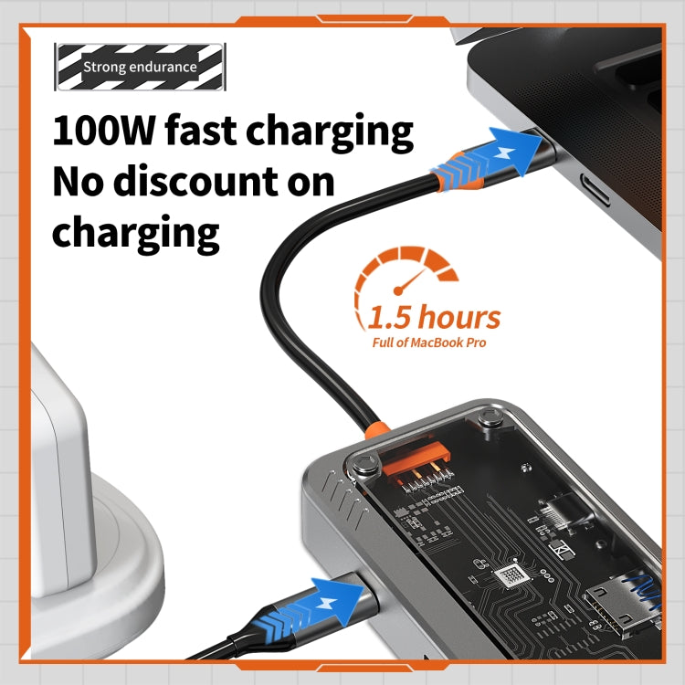 SW8V 8 in 1 Type-C to USB + HDMI + RJ45 + SD/TF HUB Docking Station(Grey) - HoMEdemic™ 