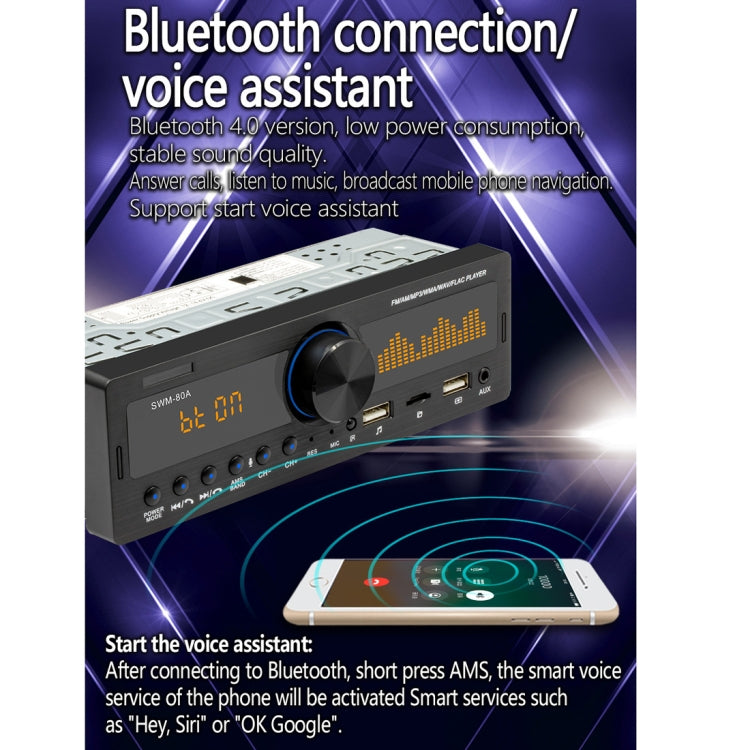 SWM-80A DC12V Car MP3 Support FM / AM & Bluetooth & Mobile Phone Voice Assistant, SWM-80A - HoMEdemic™ 