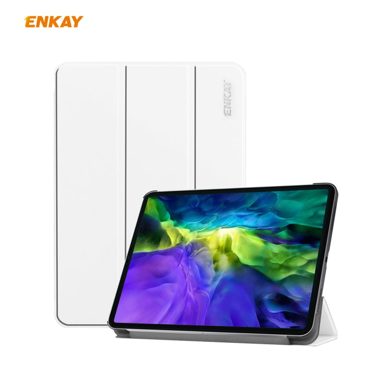For iPad Pro 11 2022 / 2020 / 2021 ENKAY ENK-8001 Denim Pattern Horizontal Flip Leather Smart Tablet Case with Holder(White) - HoMEdemic™ 