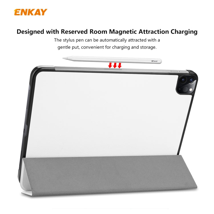 For iPad Pro 11 2022 / 2020 / 2021 ENKAY ENK-8001 Denim Pattern Horizontal Flip Leather Smart Tablet Case with Holder(White) - HoMEdemic™ 