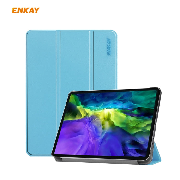 For iPad Pro 11 2022 / 2020 / 2021 ENKAY ENK-8001 Denim Pattern Horizontal Flip Leather Smart Tablet Case with Holder (Light Blue) - HoMEdemic™ 