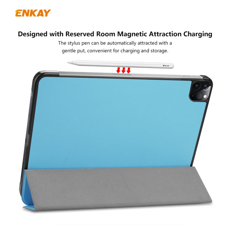 For iPad Pro 11 2022 / 2020 / 2021 ENKAY ENK-8001 Denim Pattern Horizontal Flip Leather Smart Tablet Case with Holder (Light Blue) - HoMEdemic™ 