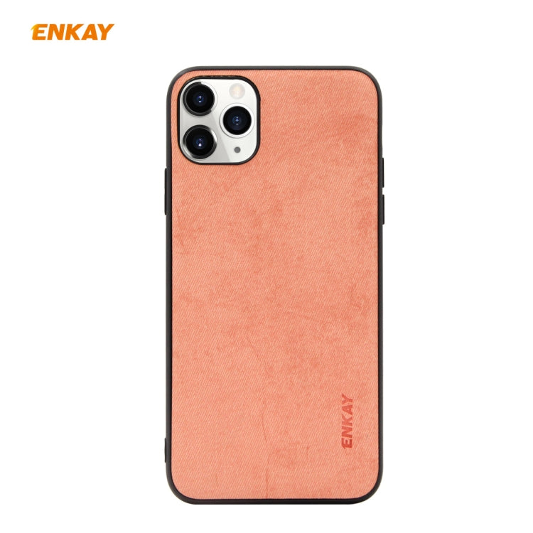 For iPhone 11 Pro ENKAY ENK-PC029 Business Series Fabric Texture PU Leather + TPU Soft Slim CaseCover(Orange) - HoMEdemic™ 