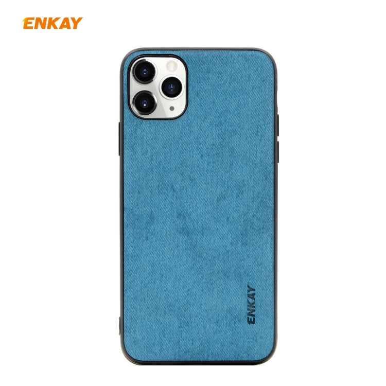 For iPhone 11 Pro ENKAY ENK-PC029 Business Series Fabric Texture PU Leather + TPU Soft Slim CaseCover(Blue) - HoMEdemic™ 