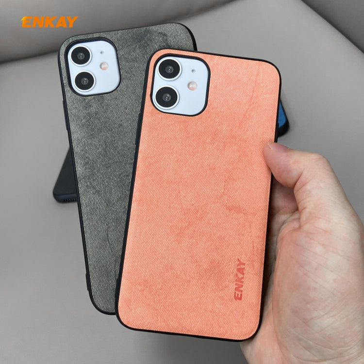 For iPhone 11 ENKAY ENK-PC0282 2 in 1 Business Series Fabric Texture PU Leather + TPU Soft Slim Case Cover ＆ 0.26mm 9H 2.5D Tempered Glass Film(Grey) - HoMEdemic™ 