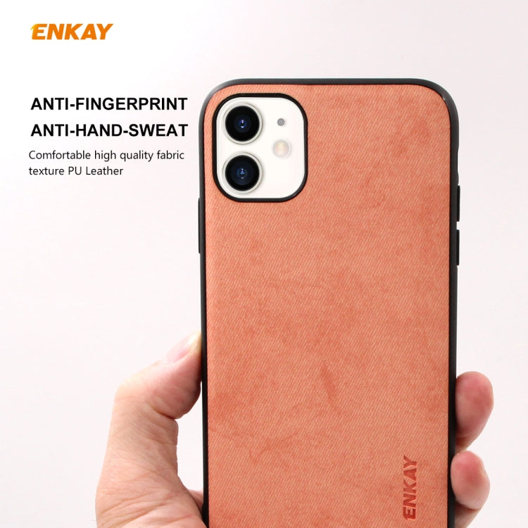 For iPhone 11 ENKAY ENK-PC0282 2 in 1 Business Series Fabric Texture PU Leather + TPU Soft Slim Case Cover ＆ 0.26mm 9H 2.5D Tempered Glass Film(Grey) - HoMEdemic™ 