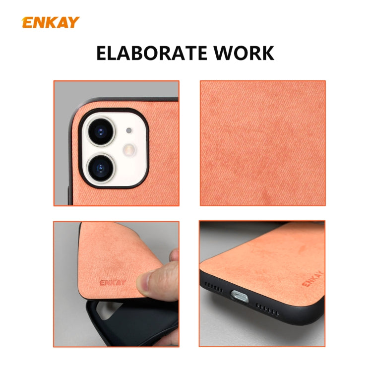For iPhone 11 ENKAY ENK-PC0282 2 in 1 Business Series Fabric Texture PU Leather + TPU Soft Slim Case Cover ＆ 0.26mm 9H 2.5D Tempered Glass Film(Grey) - HoMEdemic™ 
