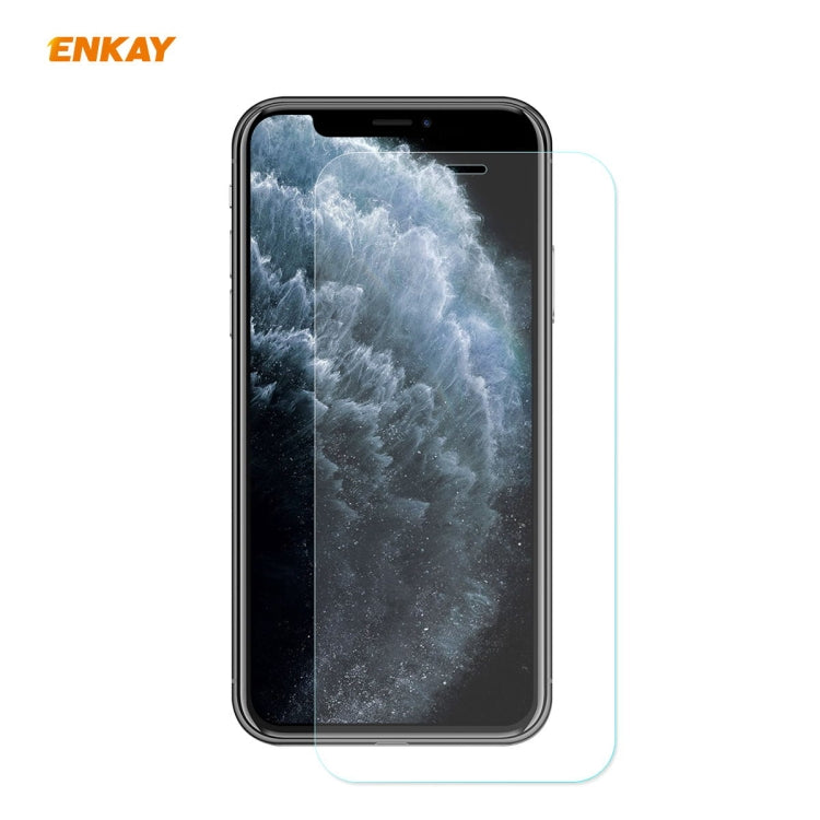 For iPhone 11 Pro Max ENKAY ENK-PC0302 2 in 1 Business Series Fabric Texture PU Leather + TPU Soft Slim Case Cover ＆ 0.26mm 9H 2.5D Tempered Glass Film(Blue) - HoMEdemic™ 