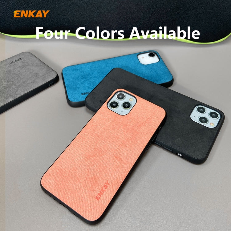 For iPhone 11 Pro Max ENKAY ENK-PC0302 2 in 1 Business Series Fabric Texture PU Leather + TPU Soft Slim Case Cover ＆ 0.26mm 9H 2.5D Tempered Glass Film(Blue) - HoMEdemic™ 