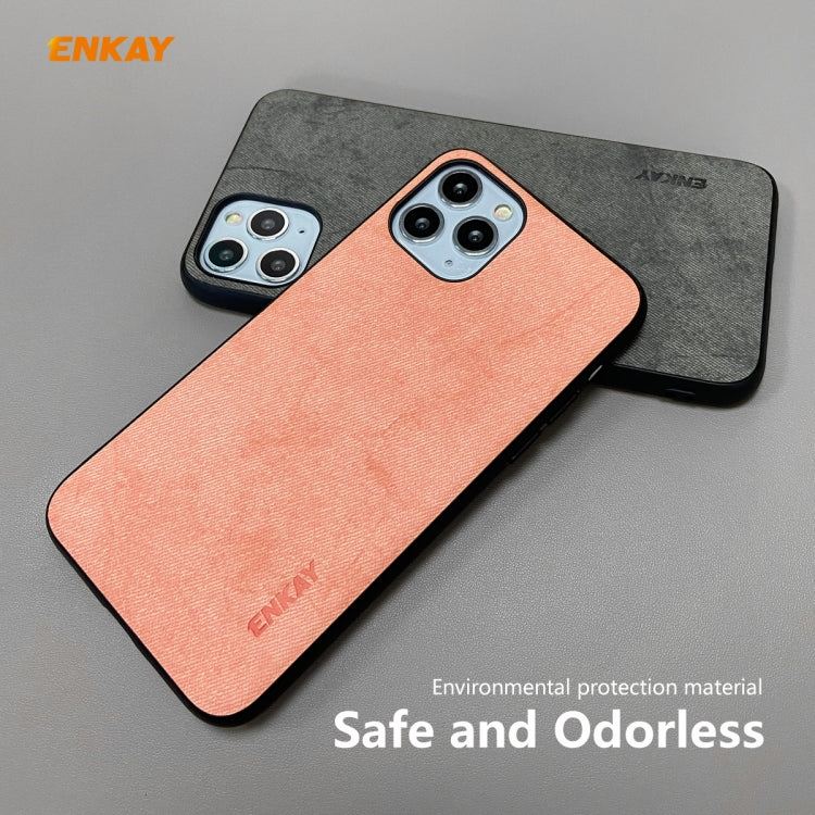 For iPhone 11 Pro Max ENKAY ENK-PC0302 2 in 1 Business Series Fabric Texture PU Leather + TPU Soft Slim Case Cover ＆ 0.26mm 9H 2.5D Tempered Glass Film(Blue) - HoMEdemic™ 