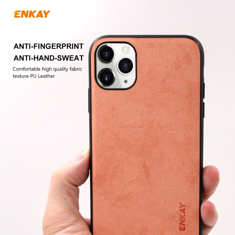 For iPhone 11 Pro Max ENKAY ENK-PC0302 2 in 1 Business Series Fabric Texture PU Leather + TPU Soft Slim Case Cover ＆ 0.26mm 9H 2.5D Tempered Glass Film(Blue) - HoMEdemic™ 