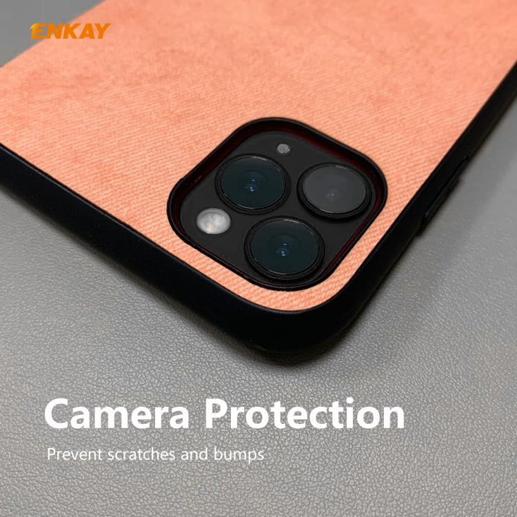For iPhone 11 Pro Max ENKAY ENK-PC0302 2 in 1 Business Series Fabric Texture PU Leather + TPU Soft Slim Case Cover ＆ 0.26mm 9H 2.5D Tempered Glass Film(Blue) - HoMEdemic™ 