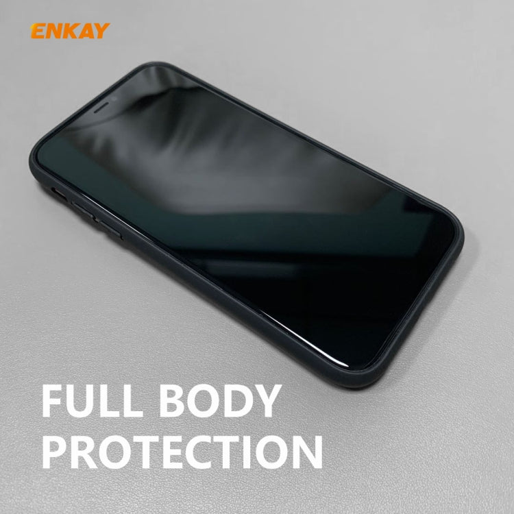 For iPhone 11 Pro Max ENKAY ENK-PC0302 2 in 1 Business Series Fabric Texture PU Leather + TPU Soft Slim Case Cover ＆ 0.26mm 9H 2.5D Tempered Glass Film(Blue) - HoMEdemic™ 