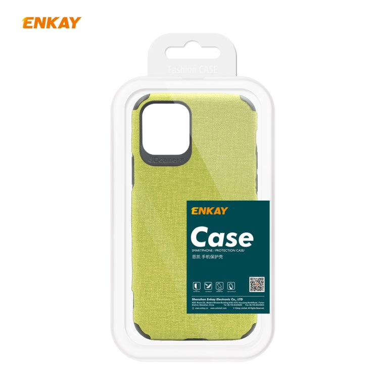 For iPhone 11 Pro Max ENKAY ENK-PC0332 2 in 1 Business Series Denim Texture PU Leather + TPU Soft Slim Case Cover ＆ 0.26mm 9H 2.5D Tempered Glass Film(Green) - HoMEdemic™ 