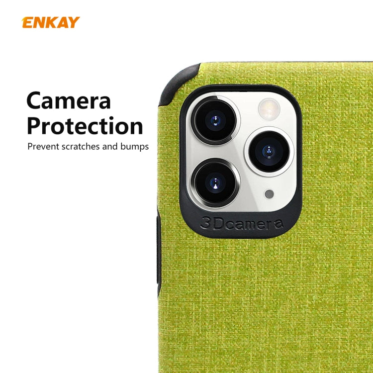 For iPhone 11 Pro Max ENKAY ENK-PC0332 2 in 1 Business Series Denim Texture PU Leather + TPU Soft Slim Case Cover ＆ 0.26mm 9H 2.5D Tempered Glass Film(Beige) - HoMEdemic™ 