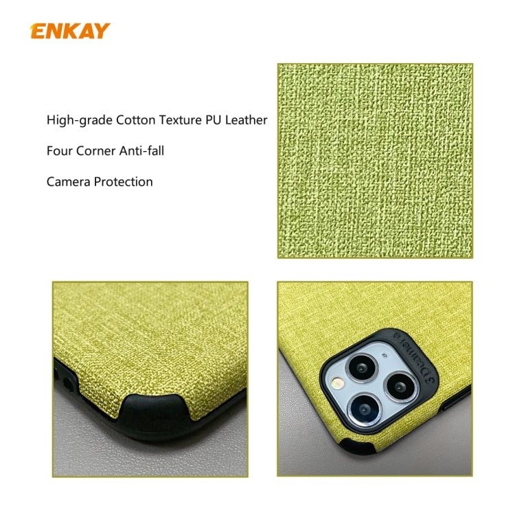 For iPhone 11 Pro Max ENKAY ENK-PC0332 2 in 1 Business Series Denim Texture PU Leather + TPU Soft Slim Case Cover ＆ 0.26mm 9H 2.5D Tempered Glass Film(Brown) - HoMEdemic™ 