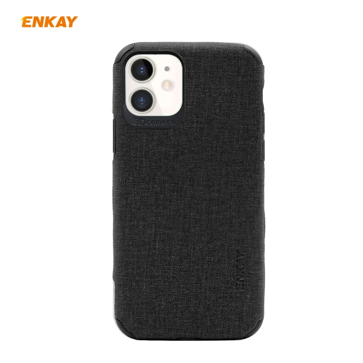 For iPhone 11 ENKAY ENK-PC031 Business Series Denim Texture PU Leather + TPU Soft Slim Case Cover(Black) - HoMEdemic™ 