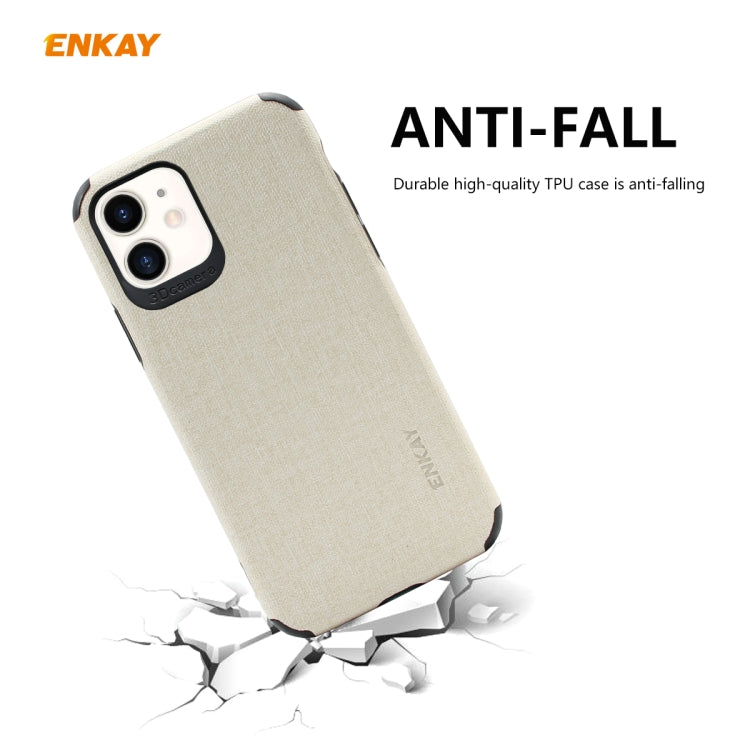 For iPhone 11 ENKAY ENK-PC031 Business Series Denim Texture PU Leather + TPU Soft Slim Case Cover(Beige) - HoMEdemic™ 