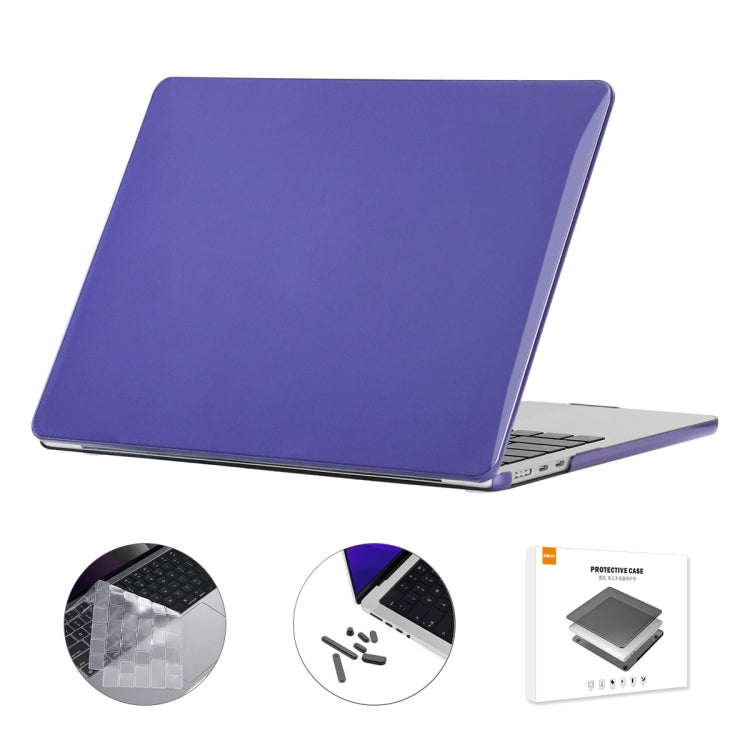 For MacBook Air 13.6 2022/2024 A2681 M2 / A3113 M3 EU Version ENKAY 3 in 1 Crystal Laptop Case with TPU Keyboard Film / Anti-dust Plugs (Deep Purple) - HoMEdemic™ 