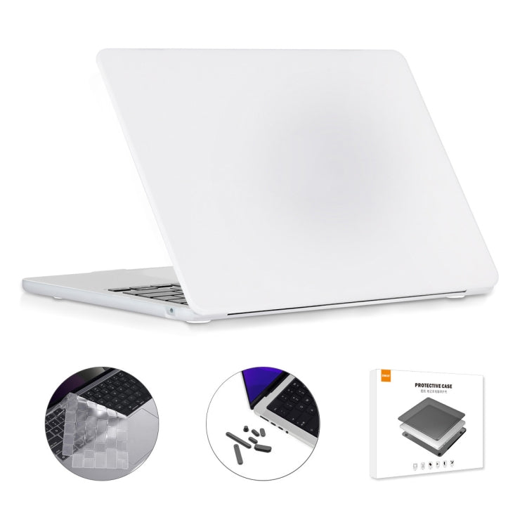 For MacBook Air 13.6 2022/2024 A2681 M2 / A3113 M3 US Version ENKAY 3 in 1 Matte Laptop Case with TPU Keyboard Film / Anti-dust Plugs(White) - HoMEdemic™ 