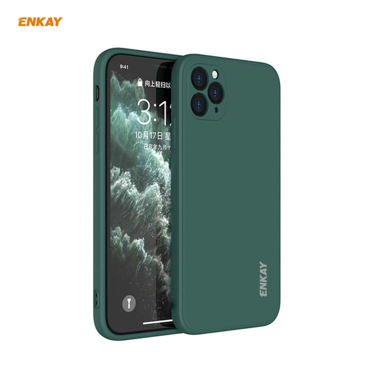 For iPhone 11 Pro Hat-Prince ENKAY ENK-PC065 Liquid Silicone Straight Edge Shockproof Protective Case(Dark Green) - HoMEdemic™ 
