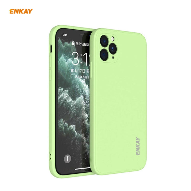 For iPhone 11 Pro Max Hat-Prince ENKAY ENK-PC066 Liquid Silicone Straight Edge Shockproof Protective Case(Light Green) - HoMEdemic™ 