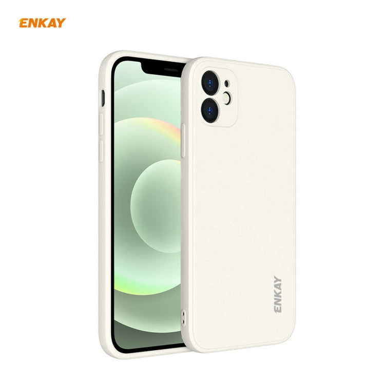 For iPhone 12 Hat-Prince ENKAY ENK-PC068 Liquid Silicone Straight Edge Shockproof Protective Case(Beige) - HoMEdemic™ 