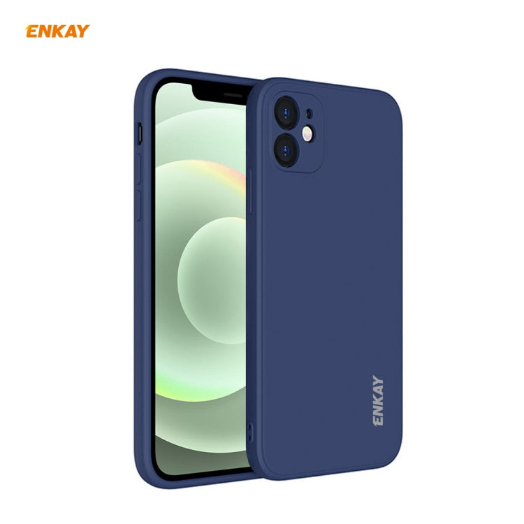 For iPhone 12 Hat-Prince ENKAY ENK-PC068 Liquid Silicone Straight Edge Shockproof Protective Case(Navy Blue) - HoMEdemic™ 