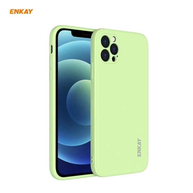 For iPhone 12 Pro Max Hat-Prince ENKAY ENK-PC070 Liquid Silicone Straight Edge Shockproof Protective Case(Light Green) - HoMEdemic™ 