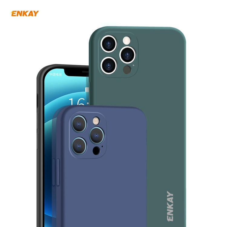 For iPhone 12 Pro Max Hat-Prince ENKAY ENK-PC070 Liquid Silicone Straight Edge Shockproof Protective Case(Light Green) - HoMEdemic™ 