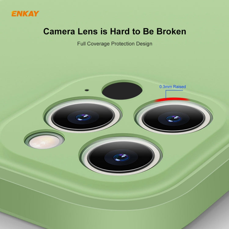 For iPhone 12 Pro Max Hat-Prince ENKAY ENK-PC070 Liquid Silicone Straight Edge Shockproof Protective Case(Light Green) - HoMEdemic™ 
