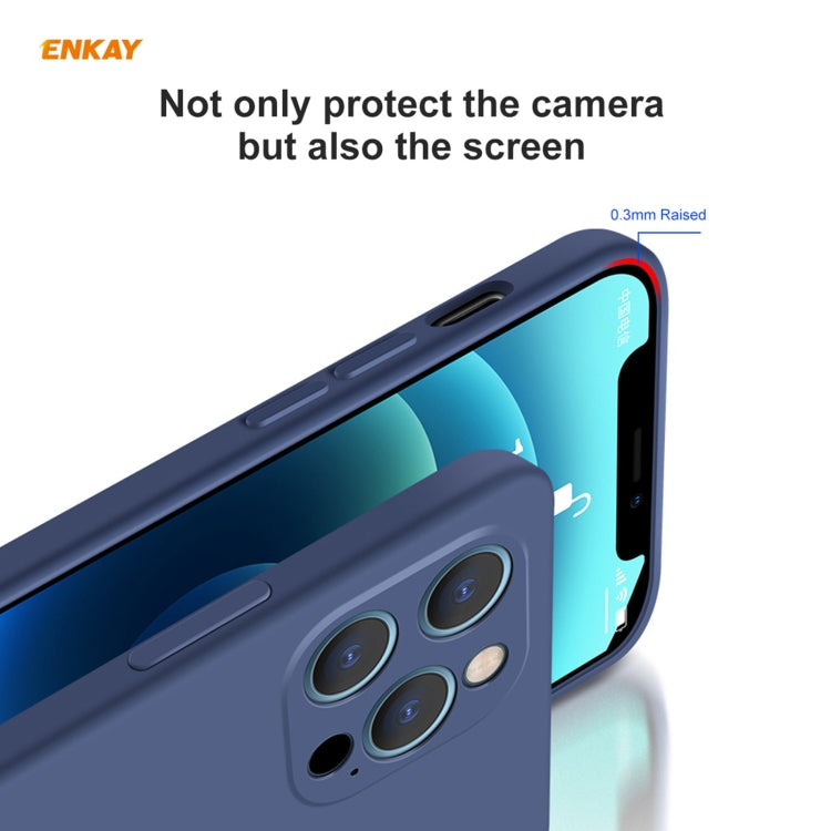 For iPhone 12 Pro Max Hat-Prince ENKAY ENK-PC070 Liquid Silicone Straight Edge Shockproof Protective Case(Light Green) - HoMEdemic™ 