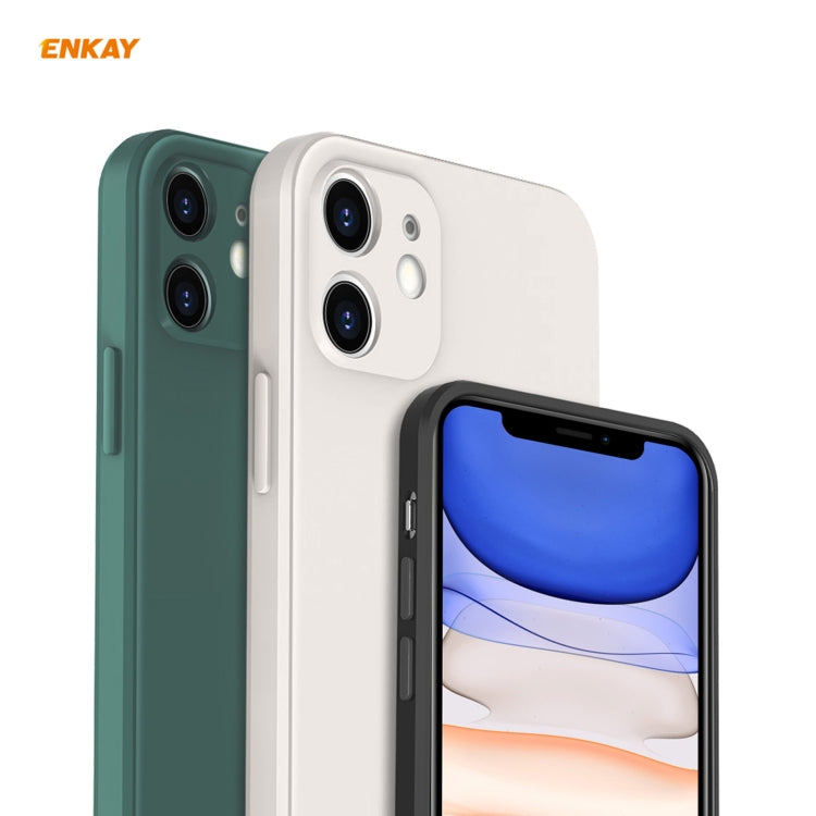 For iPhone 11 Hat-Prince ENKAY ENK-PC0642 Liquid Silicone Straight Edge Shockproof Protective Case + 0.26mm 9H 2.5D Full Glue Full Coverage Tempered Glass Protector Film(Purple) - HoMEdemic™ 