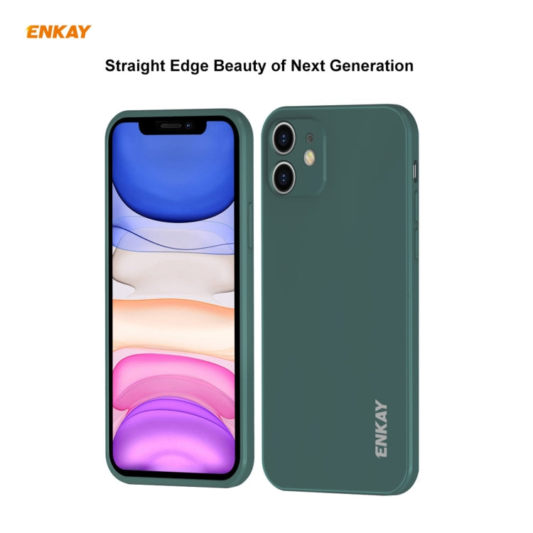For iPhone 11 Hat-Prince ENKAY ENK-PC0642 Liquid Silicone Straight Edge Shockproof Protective Case + 0.26mm 9H 2.5D Full Glue Full Coverage Tempered Glass Protector Film(Purple) - HoMEdemic™ 