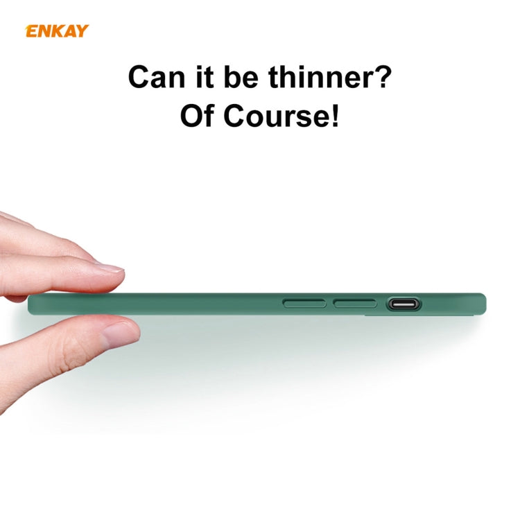 For iPhone 11 Pro Hat-Prince ENKAY ENK-PC0652 Liquid Silicone Straight Edge Shockproof Protective Case+ 0.26mm 9H 2.5D Full Glue Full Coverage Tempered Glass Protector Film(Dark Green) - HoMEdemic™ 