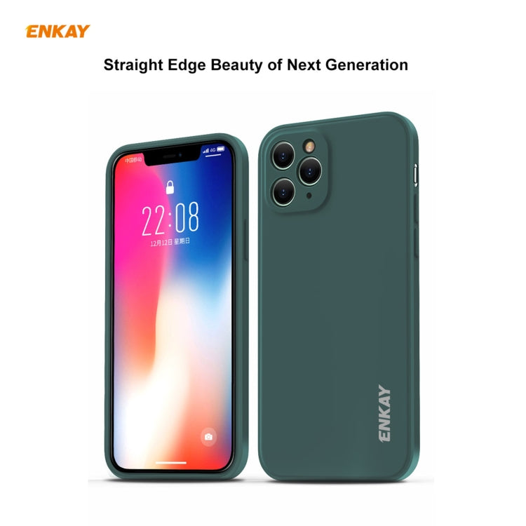 For iPhone 11 Pro Max Hat-Prince ENKAY ENK-PC0662 Liquid Silicone Straight Edge Shockproof Protective Case + 0.26mm 9H 2.5D Full Glue Full Coverage Tempered Glass Protector Film(Black) - HoMEdemic™ 
