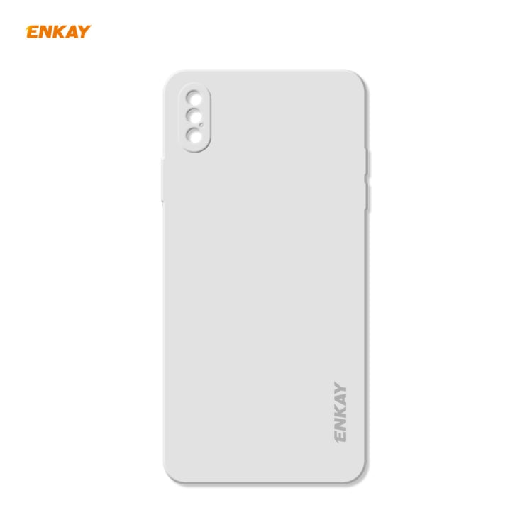 For iPhone XS Max ENKAY ENK-PC072 Hat-Prince Liquid Silicone Straight Edge Shockproof Protective Case(White) - HoMEdemic™ 