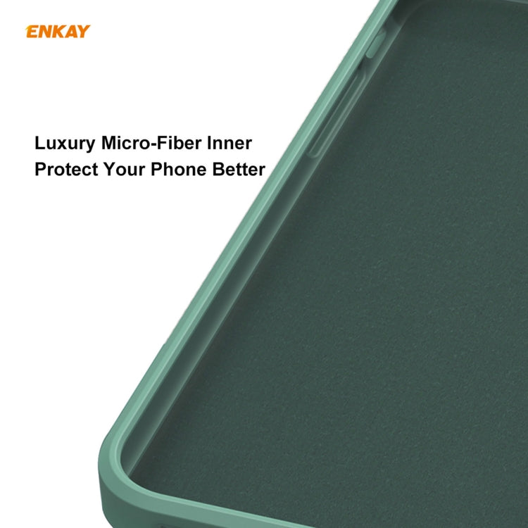 For iPhone X / XS Hat-Prince ENKAY ENK-PC0712 Liquid Silicone Straight Edge Shockproof Protective Case + 0.26mm 9H 2.5D Full Glue Full Screen Tempered Glass Film(Dark Green) - HoMEdemic™ 