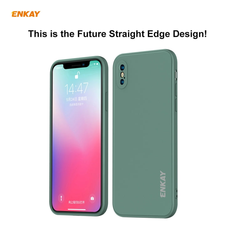 For iPhone XS Max ENKAY ENK-PC0722 Hat-Prince Liquid Silicone Straight Edge Shockproof Protective Case + 0.26mm 9H 2.5D Full Glue Full Screen Tempered Glass Film(Light Green) - HoMEdemic™ 