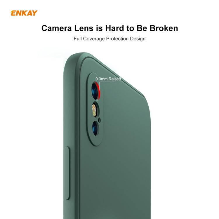 For iPhone XS Max ENKAY ENK-PC0722 Hat-Prince Liquid Silicone Straight Edge Shockproof Protective Case + 0.26mm 9H 2.5D Full Glue Full Screen Tempered Glass Film(Light Green) - HoMEdemic™ 
