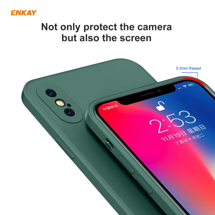 For iPhone XS Max ENKAY ENK-PC0722 Hat-Prince Liquid Silicone Straight Edge Shockproof Protective Case + 0.26mm 9H 2.5D Full Glue Full Screen Tempered Glass Film(Light Green) - HoMEdemic™ 